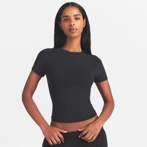 Skims Black Cotton Jersey T-Shirt